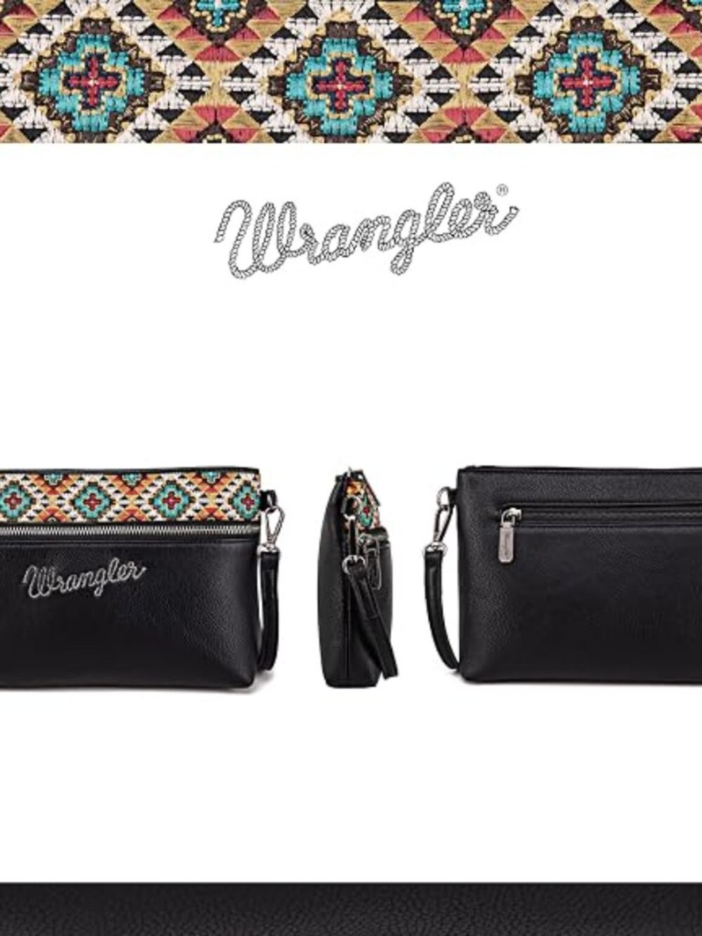 Wrangler Western Cowhide Crossbody Bags for Women Clutch Wristlet Purse | Wester - Picture 3 of 6